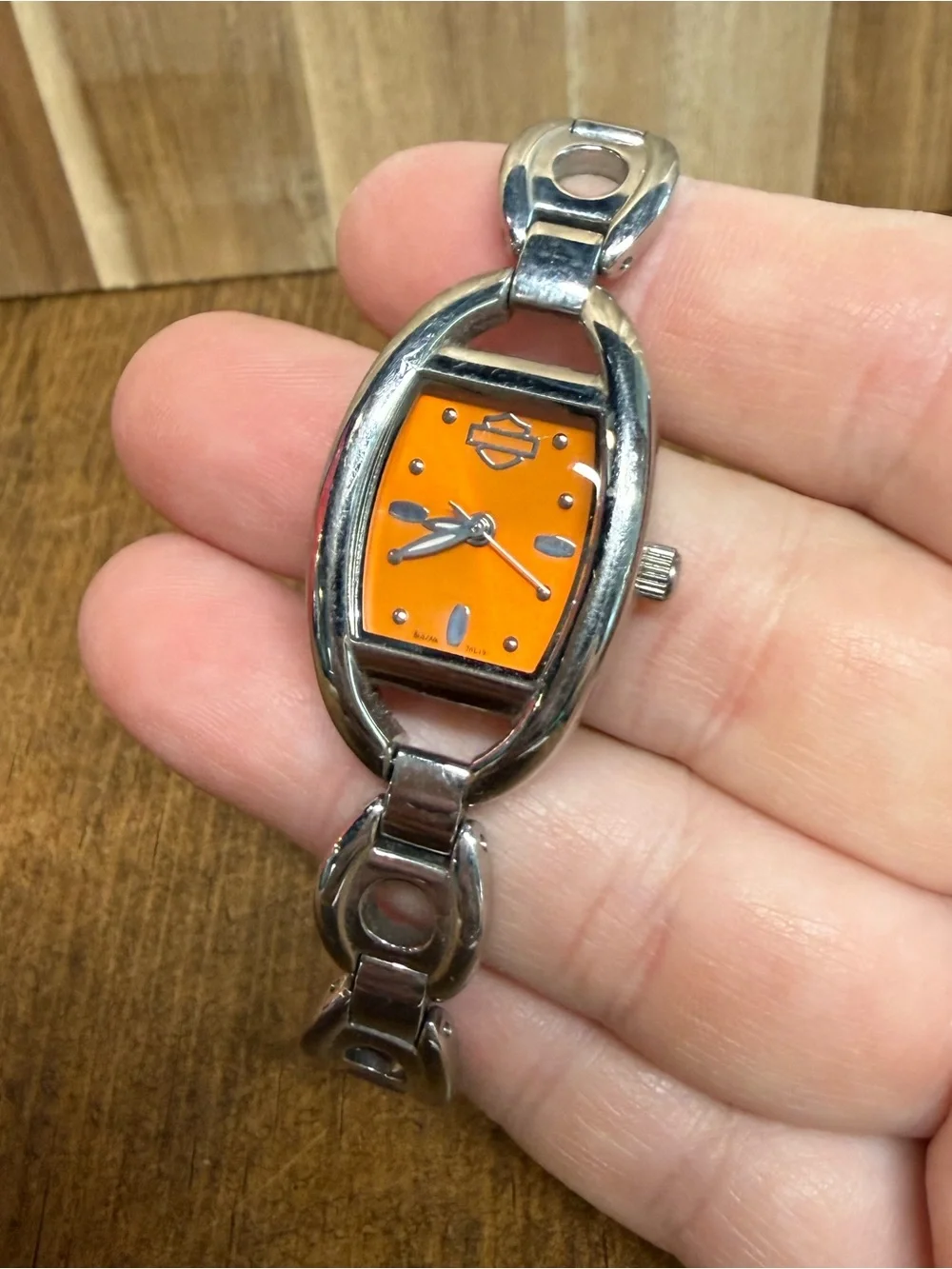 Harley Davidson Orange Bulova Women’s Watch Stainless Needs Battery